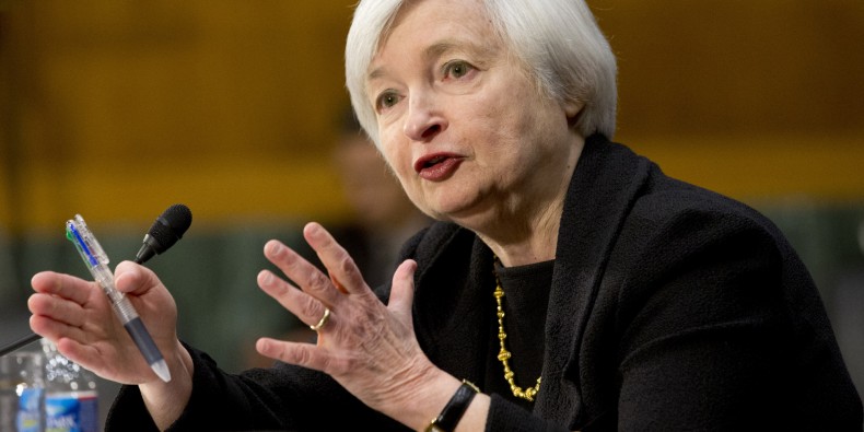 Janet Yellen, of California, President Barack Obama's nominee to become Federal Reserve Board chair, testifies on Capitol Hill in Washington, Thursday Nov. 14, 2013, before the Senate Banking Committee hearing on her nomination to succeed Ben Bernanke. (AP Photo/Jacquelyn Martin)